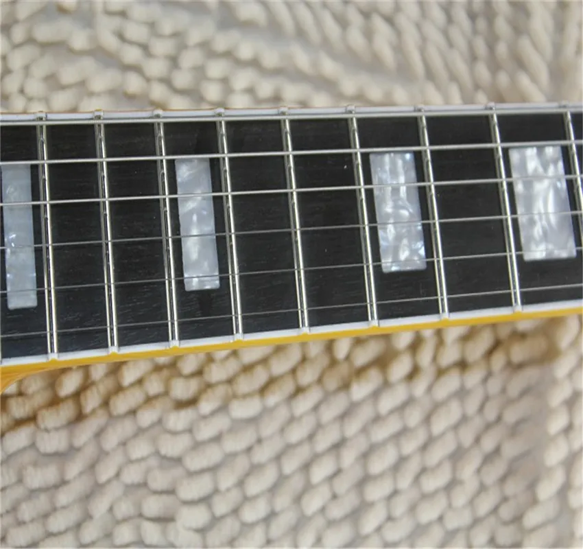 Randy Rhoads Signature LP Shop Ebony Fingerboard Yellow Electric Guitar Frets Binding with golden Hardware