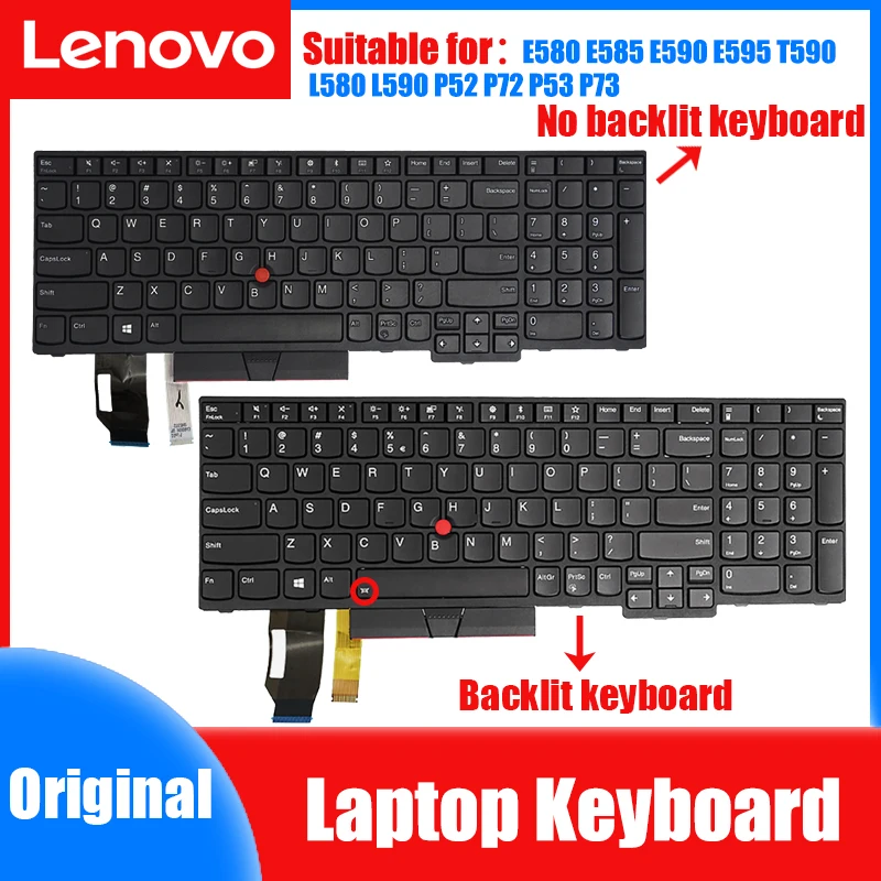 Tastiera US Per Lenovo ThinkPad E580, E590, L580, L590, T590, P52, P53, P53s, P72, P73 - Nuova, 01YP560