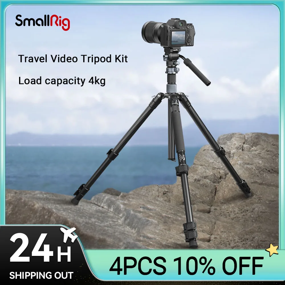 

SmallRig Travel Video Tripod Kit with Carbon Fiber Legs, Lightweight and Stable for Travel Photography Load 4KG 4221