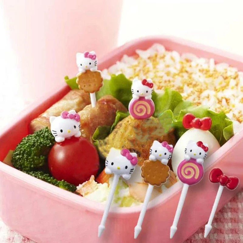 

8-10PCS Hello Kittys My Melodys Fork Set Sandwich Sign Decoration Children Cute Fruit Fork Party Snack Forks Festival Supplies