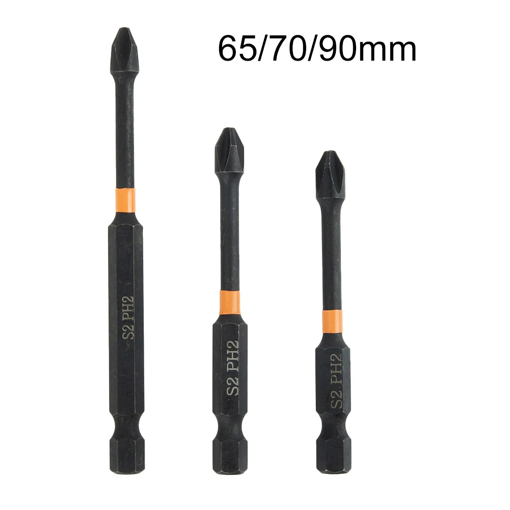 

3pcs 1/4Inch Hex shank Impact Magnetic Alloy Steel Electric Cross Screwdrivers Bits PH2 65/70/90mm Power Tool