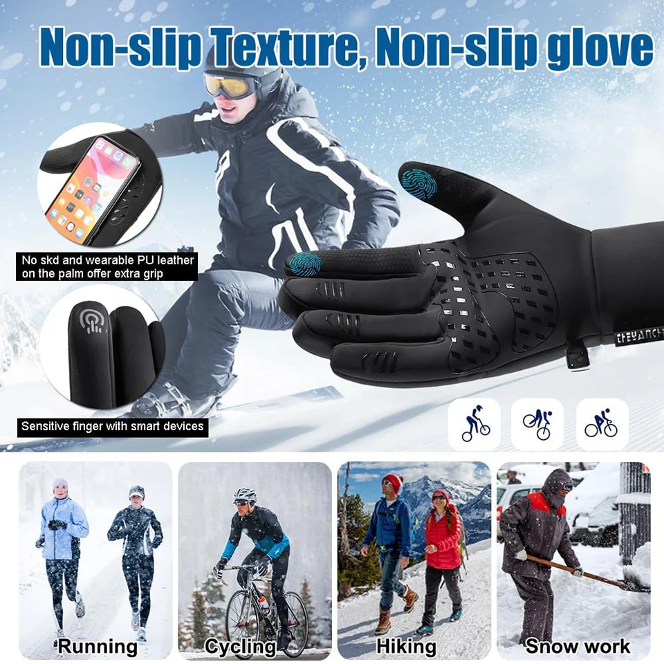 Guanti Invernali Unisex Termici E Impermeabili – Touchscreen, Antivento, Con Rifrangente Per Sci, Corsa E Moto