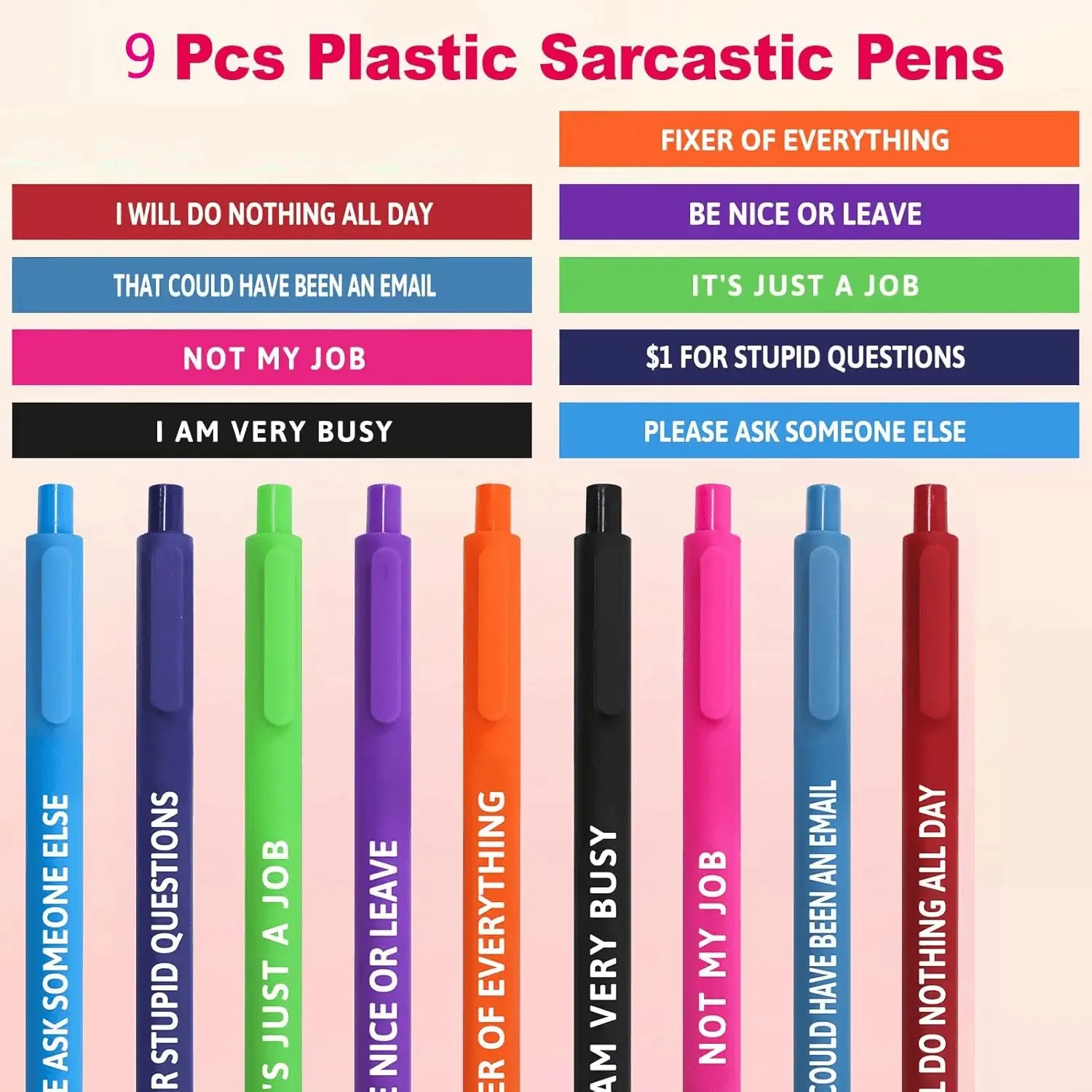Fun & Satirical Quote Ballpoint Pen Set - Amusement Park Edition