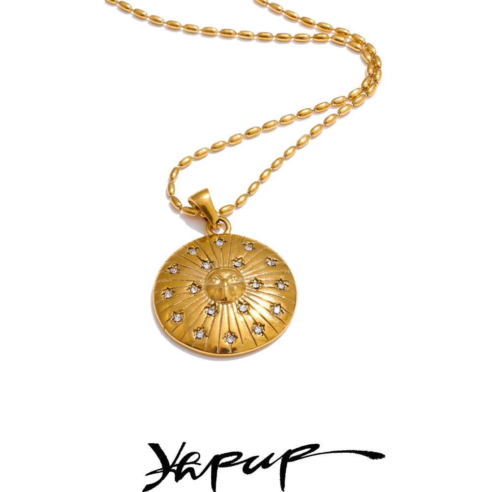 Yhpup Pendant Necklace Unique High Quality 18K Plated Stainless Steel
