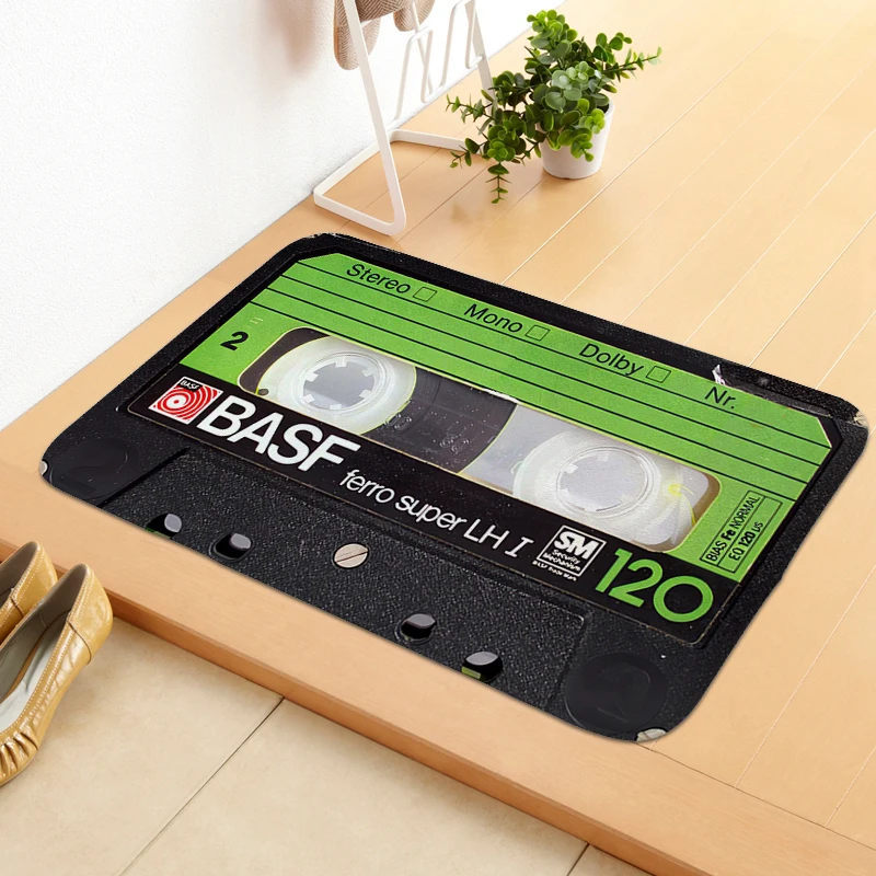 

Vintage Cassette Music Tapes Anime Carpet for Entrance Door House Interior Entrance Mat Room Decorating Items Room Floor Carpets