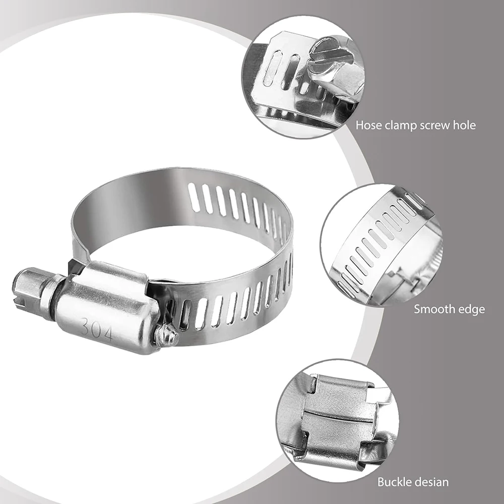 40 PCS Hose Clamp Kit 304 Stainless Steel Worm Pipe Clamps Adjustable Metal Band Clamp Universal for Cars Trucks and Vans hose clamps