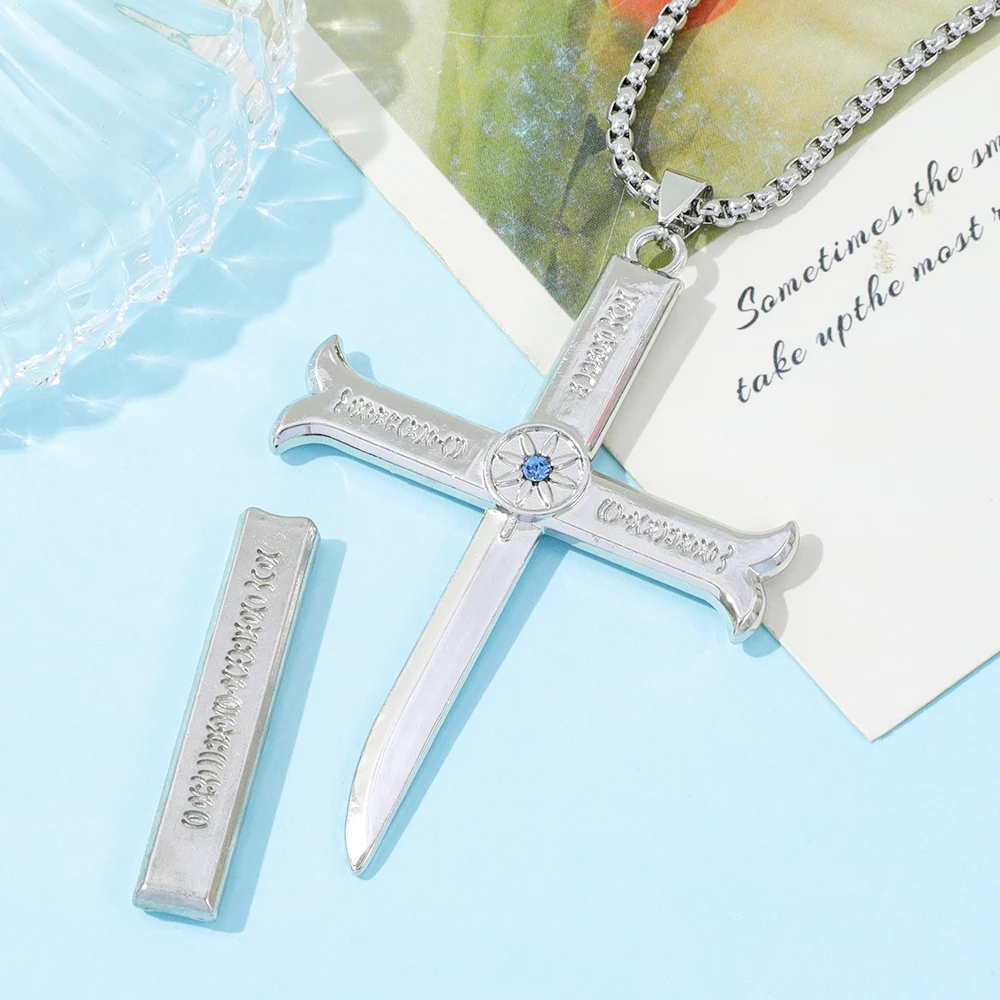 Anime Dracule Mihawk Cross Knife Pendant Necklace Metal