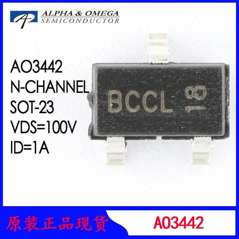 5 Pz Mosfet N-Ch 100 V1A Sot23-3 Marcatura: Bc Fets-Singolo Nuovo Originale Alpha & Omega Semiconduttore Inc. Ao3442 Mos