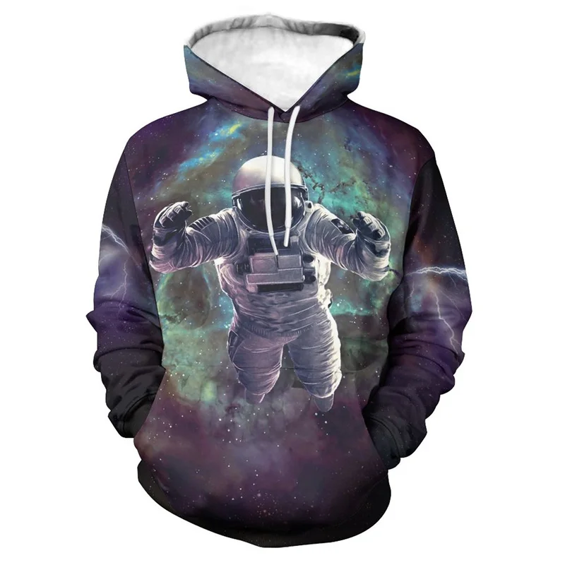 

Men Women Plus Size Loose Hoodies Sweatshirt Autumn Winter Boys Girls Space Astronaut Universe Print Hooded Children Clothes 3XL