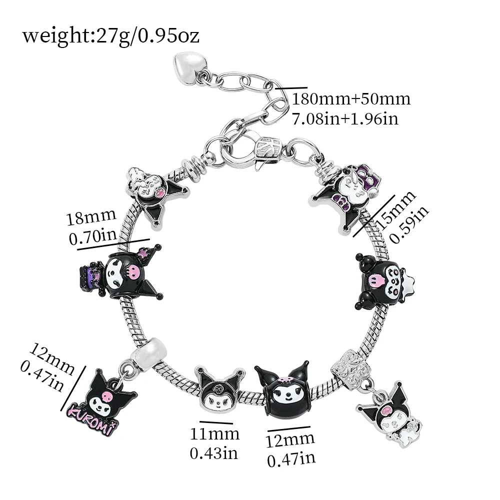 Kawaii Anime Sanrioes Charms Bracelet Cute Kuromi Bangles for