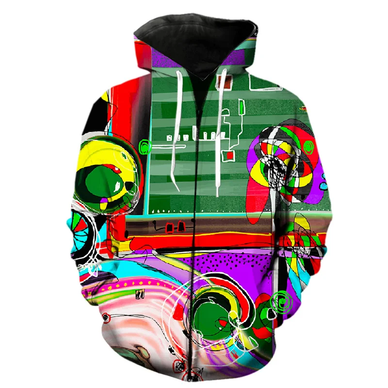 thumbnail image 1 of Sudadera con capucha y cremallera con estampado 3D abstracto de arte grafiti para hombres, primavera, hip hop, adolescentes, camisetas de manga larga, ropa de calle, sudaderas Harajuku, 1 of 4
