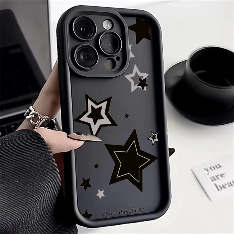 Chic Soft Silicone Phone Case with Cute Pink Stars Design