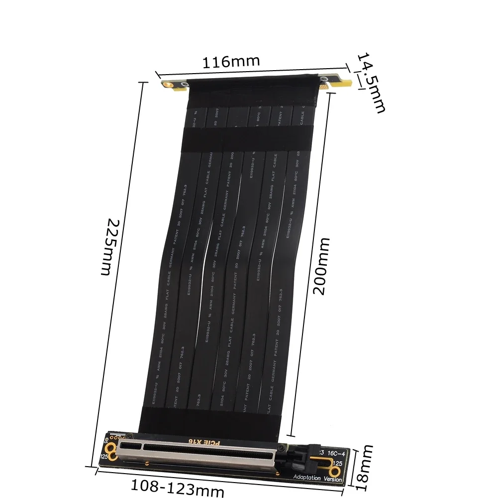 Cabo de Extensão para Gpu Gráfica Vertical Duplo Angular de 90 Graus Extensor Riser Pcie 3.0x16 a X16 Pci Express 3.0 16x - Imagem 2