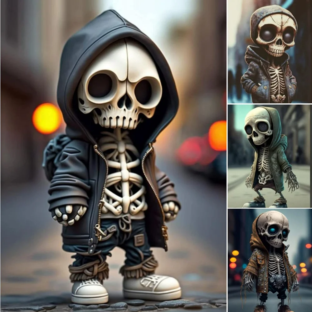 

Cool Skeleton Figurines Halloween Skeleton Doll Resin Ornament Decoration For Horrible Halloween Desk Car Display