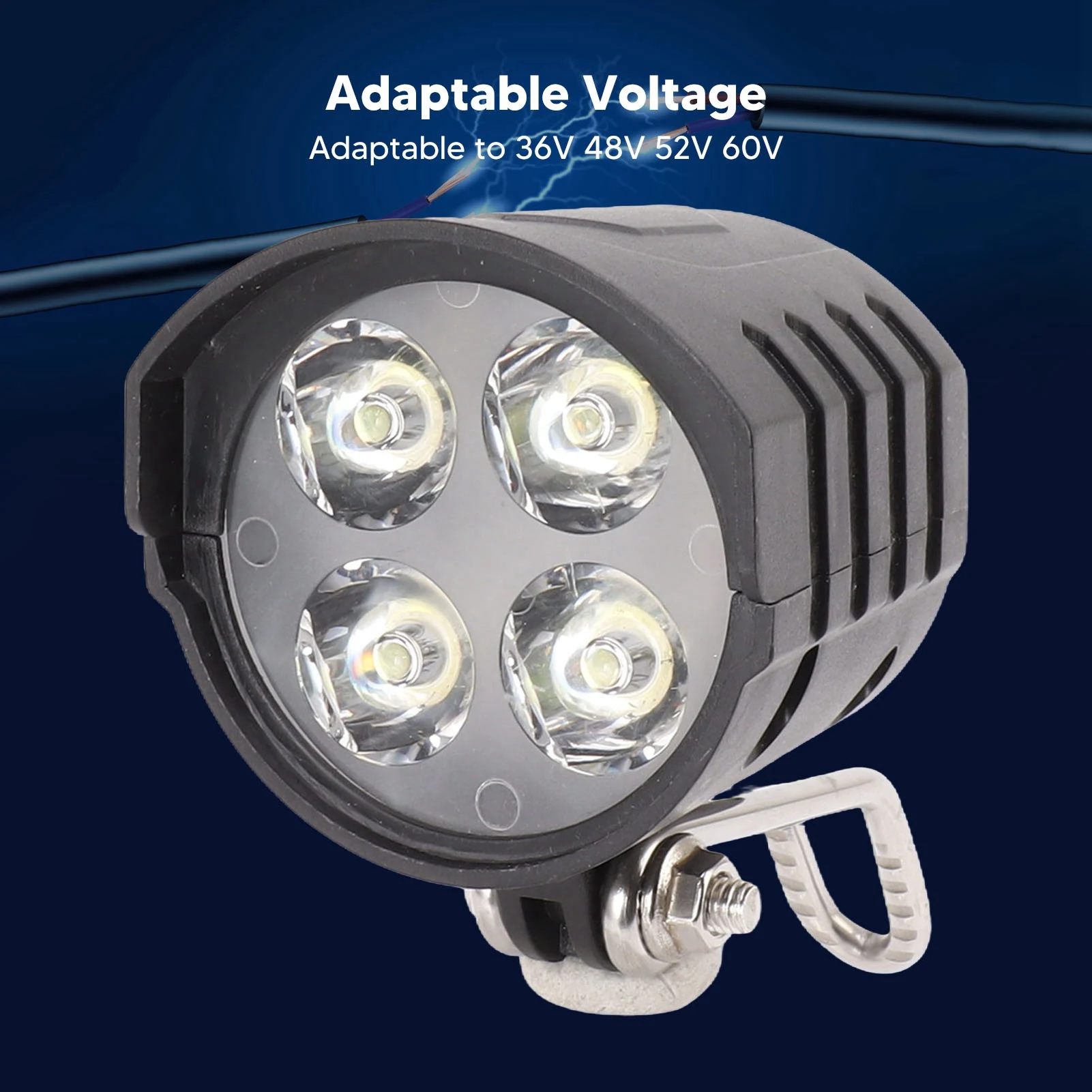 전기 자전거 안전 LED 헤드라이트 전기 자전거 헤드라이트 12W 고휘도 LED 전면 조명(36V 48V 52V 60V용 경적 포함)