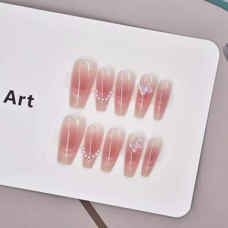 Pink Butterfly Press on Nails Image 6
