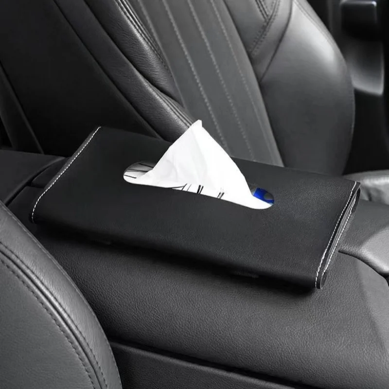 1 Pcs Car Tissue Box PU Soft Leather Hanging Sun Visor Creative Car Storage Interior Accessories