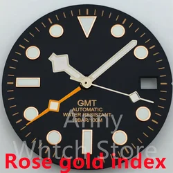 Green Luminous GMT Watch Dial with Four Hands - Premium 29mm Replacement Part - NH34 (31)
