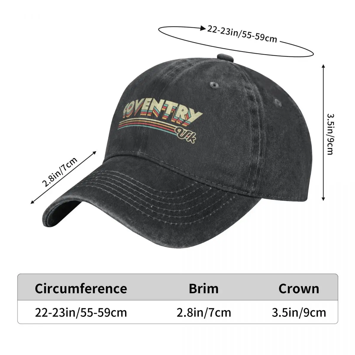 Coventry Uk City Vintage Denim Baseball Caps Hats High Quality Sun Caps Outdoor UniHeadwear