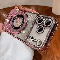 Shiny Rhinestone Fashion Stand Phone Case with Mobile Holder - iPhone Air (Pink)
