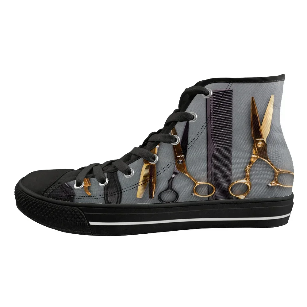 Vulcanized Shoes For Men Barber Accessories 3D Print High-top Canvas Shoes Male Breathable Casual Lace Up Sneakers