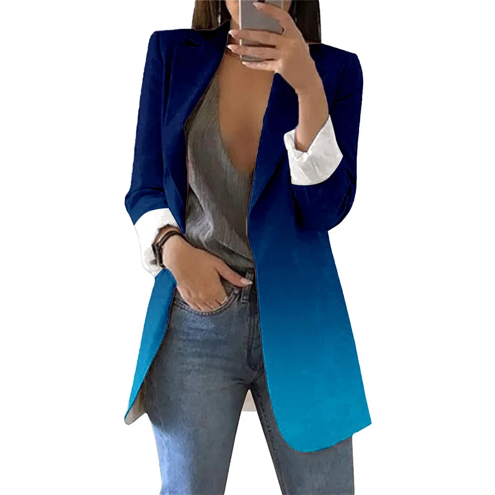 Fashion Women's Jacket 2023 New in Outwear Print Casual Single Breasted Slim Female Clothing Office Ladies Formal Long Blazer