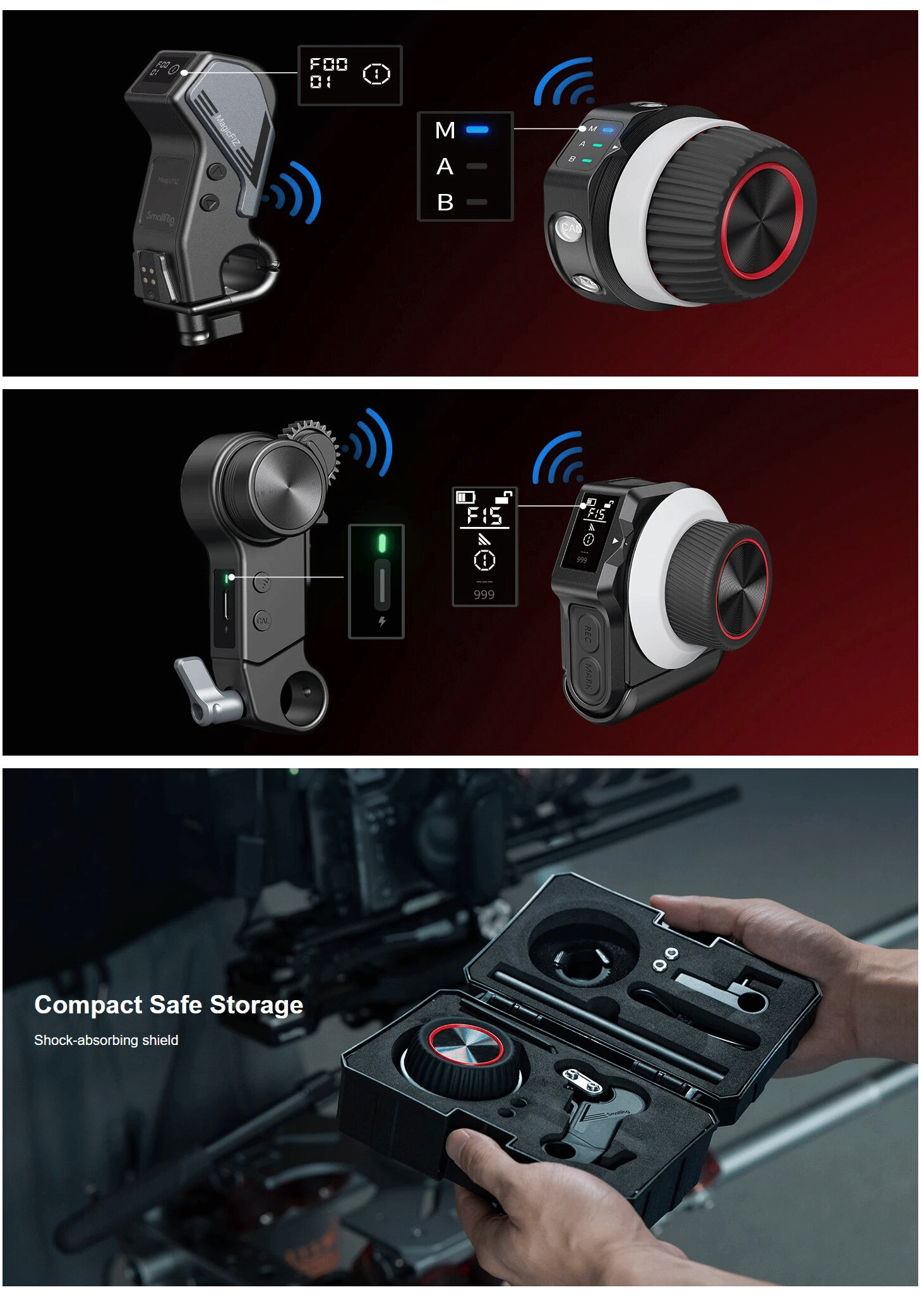 Description Picture 6 of itemSmallrig Wireless Follow Focus Kit Precision Control Supports PD & QC Fast Charging 21h Battery Life