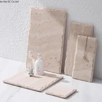 Wabi Sabi style natural cave stone flat plate Irregular edged beige cave stone tray Aromatherapy perfume jewelry storage tray 1