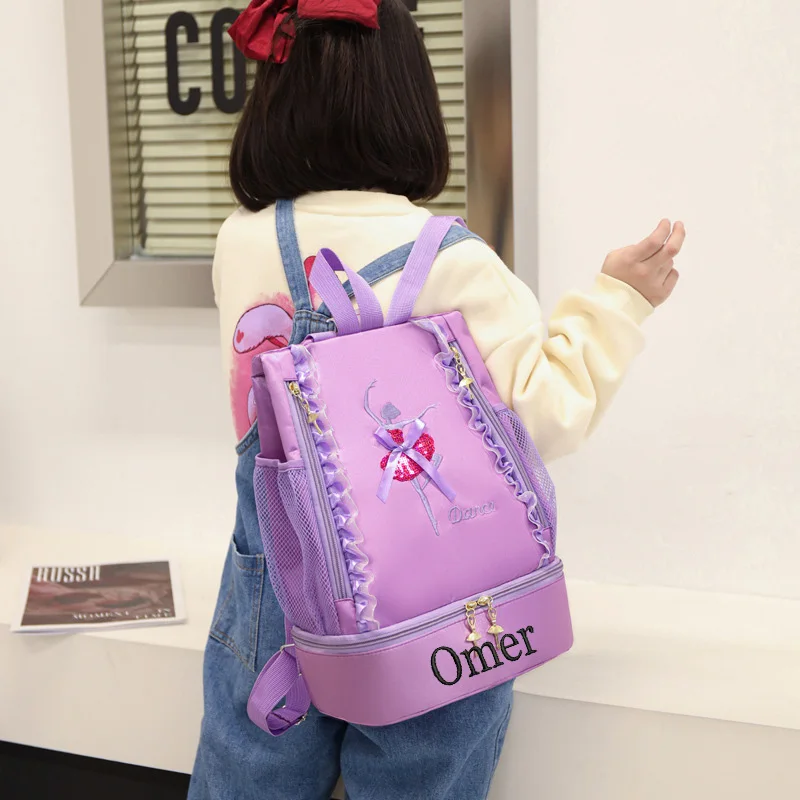 Personalized Name Dance Bag Children's Shoulder Dance Backpack Latin Ballet Book Bag Girls' Princess Dance Bag