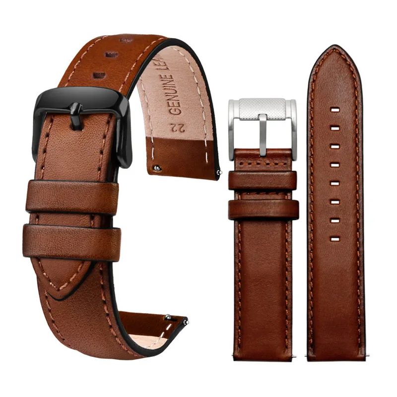 Fossil Italian Leather Retro Strap Men's Bracelet with Quick Release Watchband 20mm/22mm