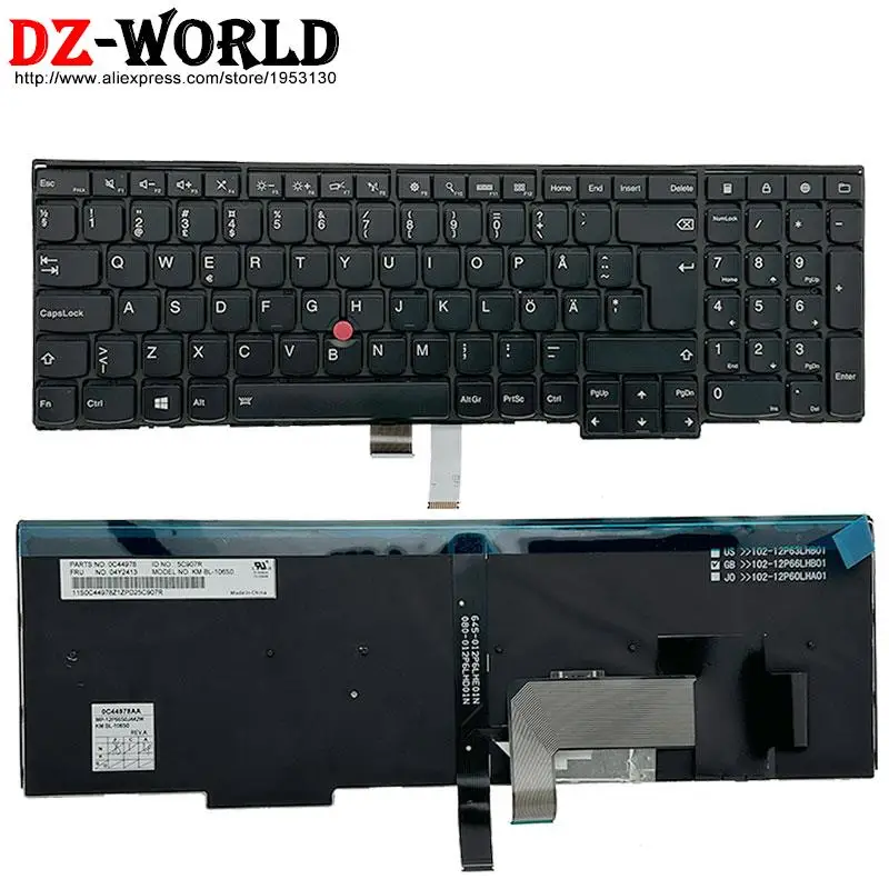 Finlandês Sueco Teclado para Lenovo Thinkpad P50s T560 W540 T540p W541 T550 W550s L540 L560 L570 E531 E540 04y2413 00pa601 se fi - Imagem 2