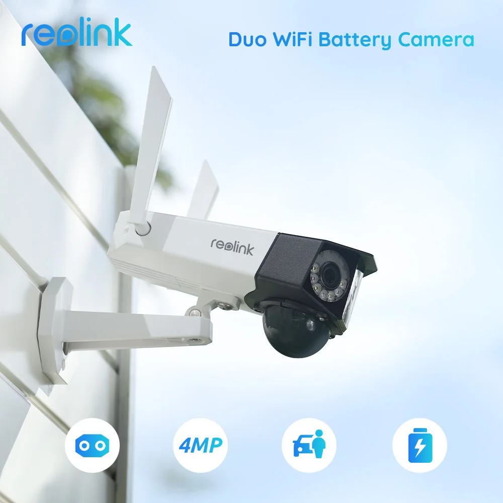 Reolink Dual Lens Duo Wifi Camera 4MP Solar Battery Powered Wide View
