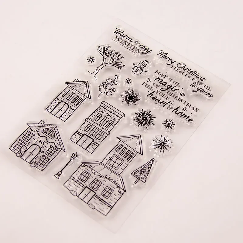 Christmas House Clear Stamp Transparent Silicone DIY Stamp Seal Sheet for Scrapbooking Making Album Photo Handmade Decoration