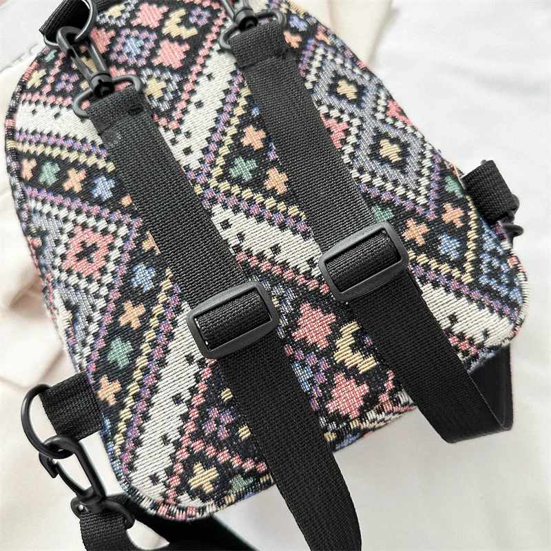 Canvas Backpack New Retro Ethnic Style Backpack for Women's Business Trips Three Purpose Crossbody Backpack