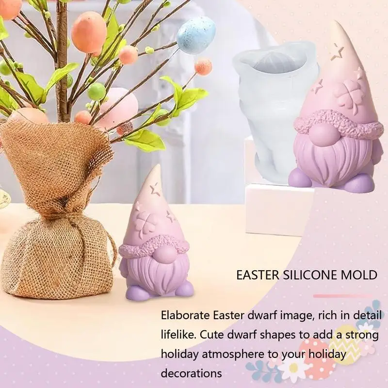 Easter Gnomes Resin Molds Cake Decorating Mold 3D Resin Gnomes Silicone Candle Mould Handmade Candle Mould for Candle Making