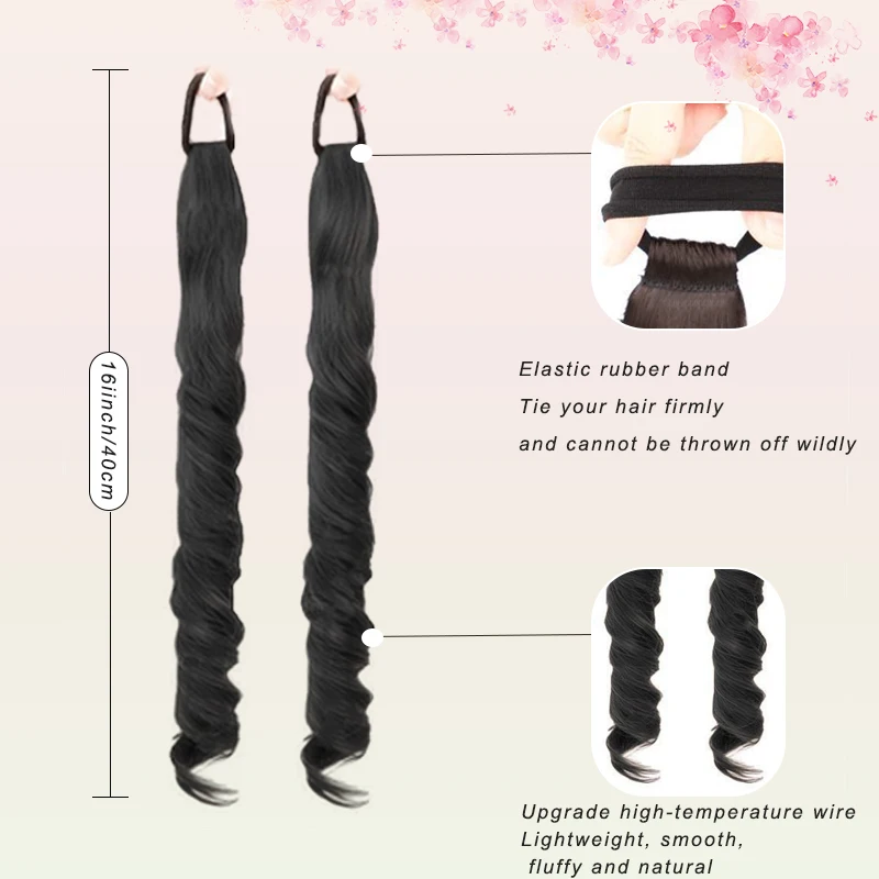LUPU Double Tail Female Wig Sweet Girl Roman Curl Natural Synthetic Braided Fake Tail Hair Extension Easy to Wear