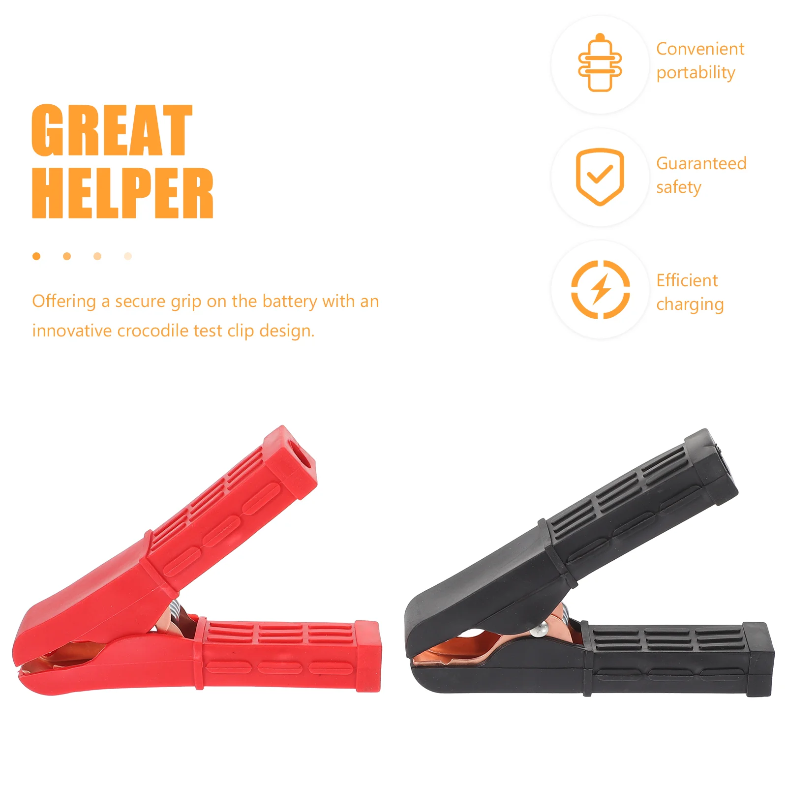 Charging Clamps 2pcs Copper Plated Car Truck Alligator Clips Electrical Test Clamp Jumper Cable Clamps Insulated Wiring