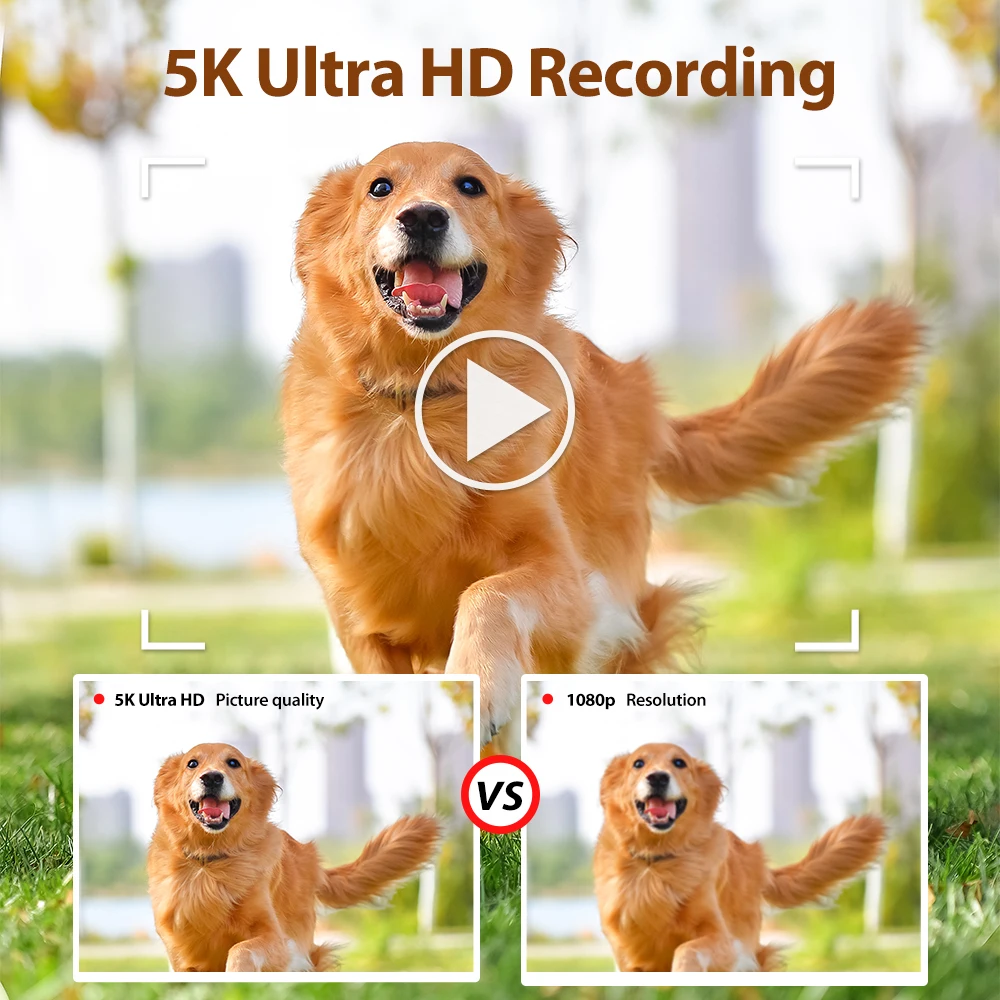 Écran 1,3 pouce de la caméra action 360° 4K Ultra HD étanche affichant les paramètres, boîtier robuste blanc et noir.