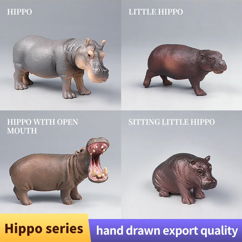 Simulation Cute Wild Animal Figurine Hippo Set Model Kids Toy