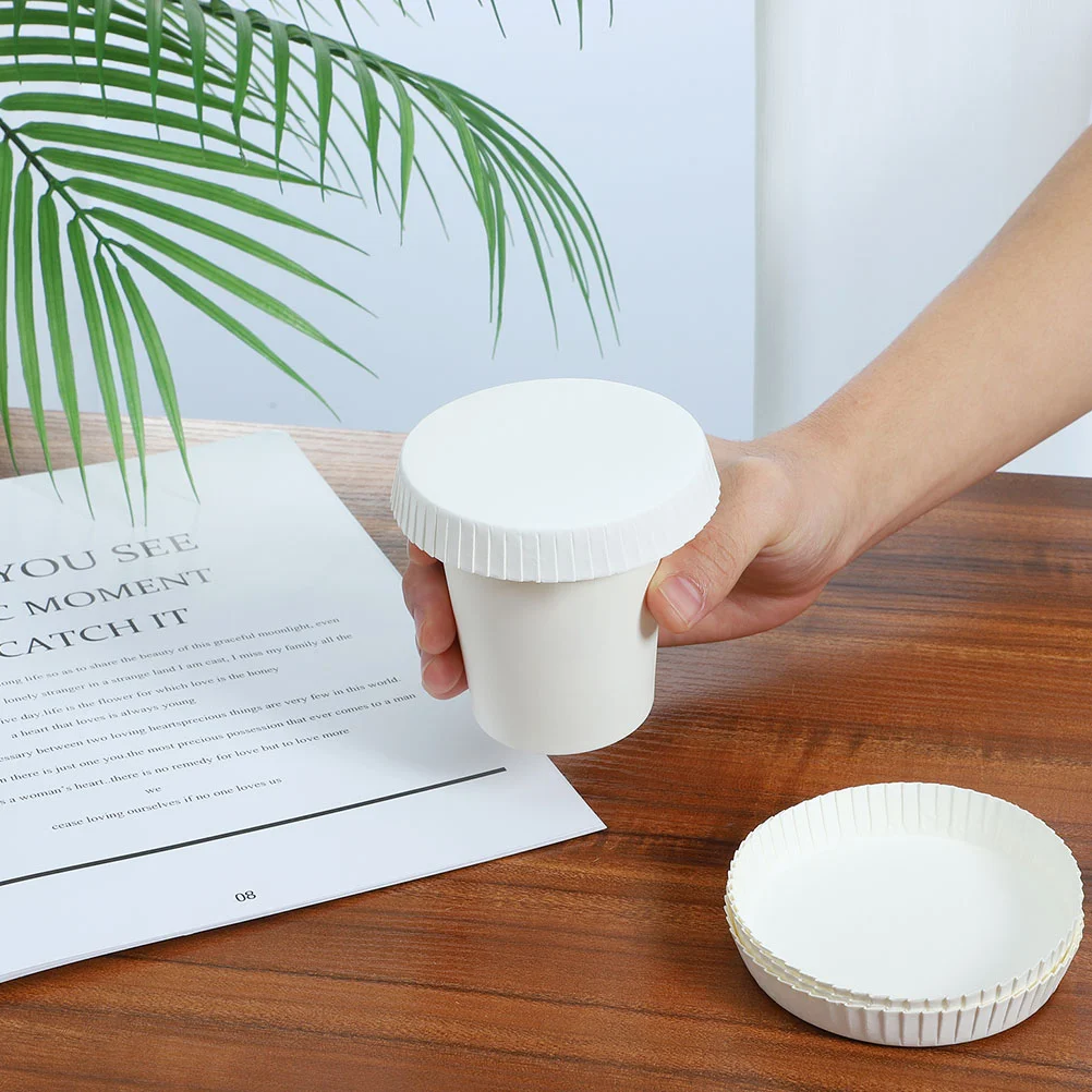 50 Pcs Disposable Paper Cup Lids for Tea Cups Kitchen Dining Bar Single Use Drink Covers Premium Paper Material Stackable Design
