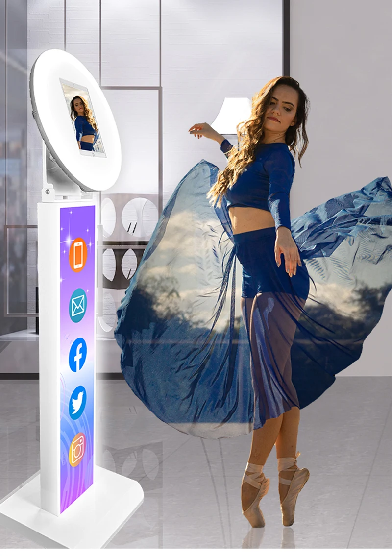 iPad Photo Booth Selfie Machine Shell Adjustable Stand Photobooth Customized LOGO With LED Ring Light For Wedding Partys Events