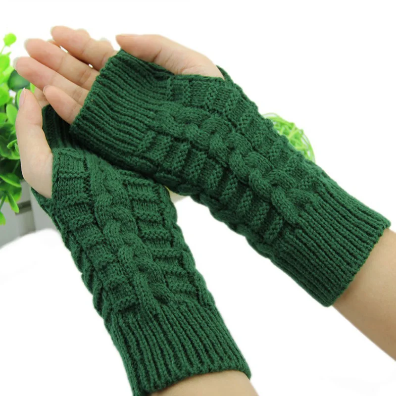 

Winter Women Gloves Hand Arm Crochet Cable Knitting Gloves Mittens Knitted Warm Fingerless Wrist Gloves For Female Girls