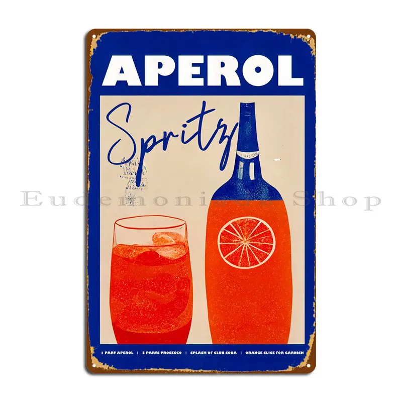 Aperol Spritz Blue Orange Metal Sign Home Wall Murale Custom Club Bar Kitchen Tin Sign Poster