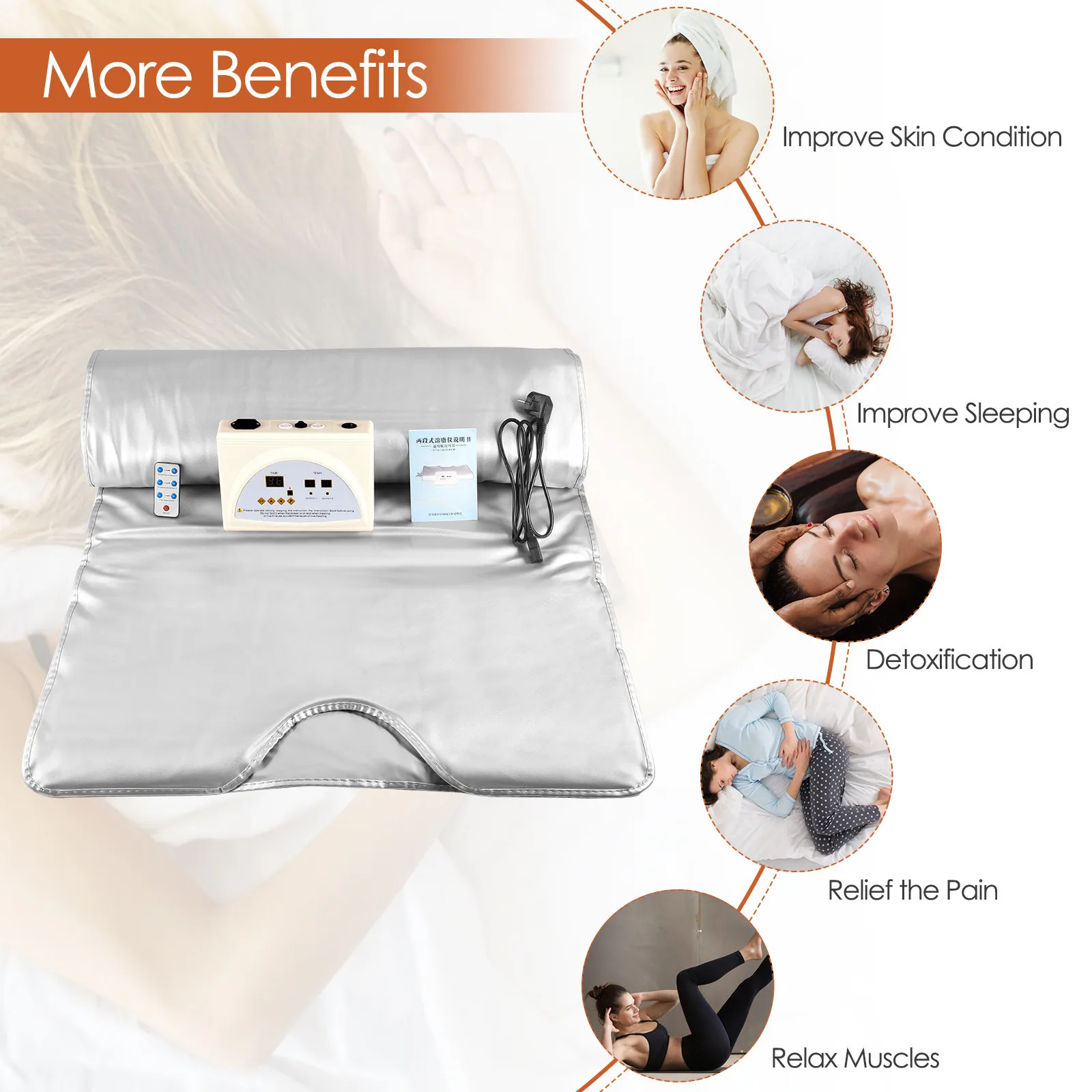 Electric Heating Blanket Infrare Sauna Blanket for Weight Loss Detox Thermal Sauna Blanket PU Waterproof Home Use EU Stock 3
