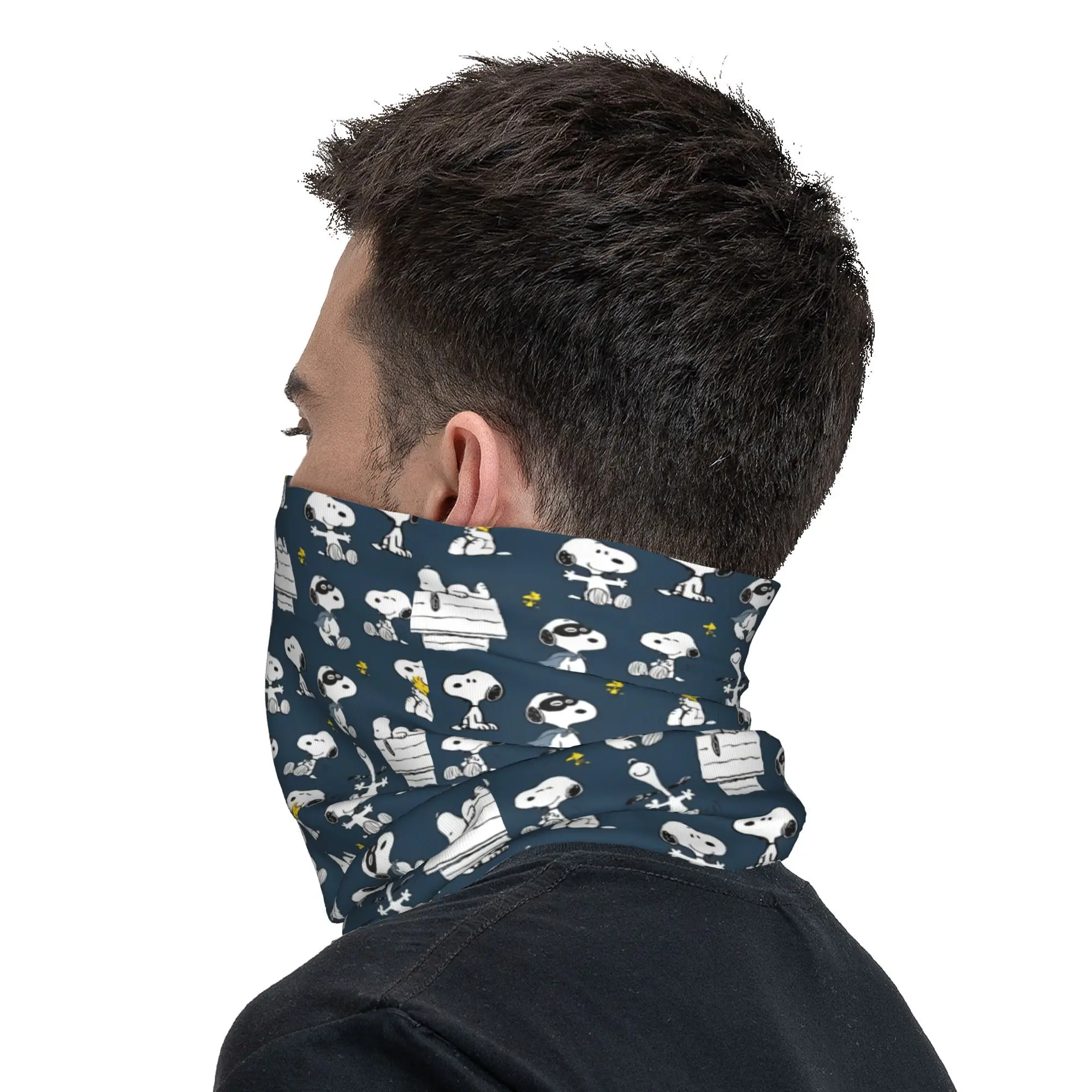 Bandana Custom S-Snoopys Cartoon Pattern Winter Neck Warmer Men Windproof Wrap Face Scarf for Hiking Gaiter Headband