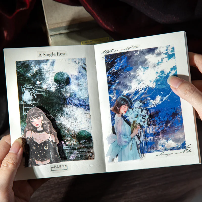 Mr.Paper 오버사이즈 다크 고딕 와시 테이프, 무디 버터플라이 & 추상 배경 장식 테이프(스크랩북킹 및 이타백 DIY용)