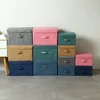 Washable Cotton Linen Fabric Folding CD Storage Box Foldable Bins Toys Organizer With Lid Storage Basket Laundry Basket 3