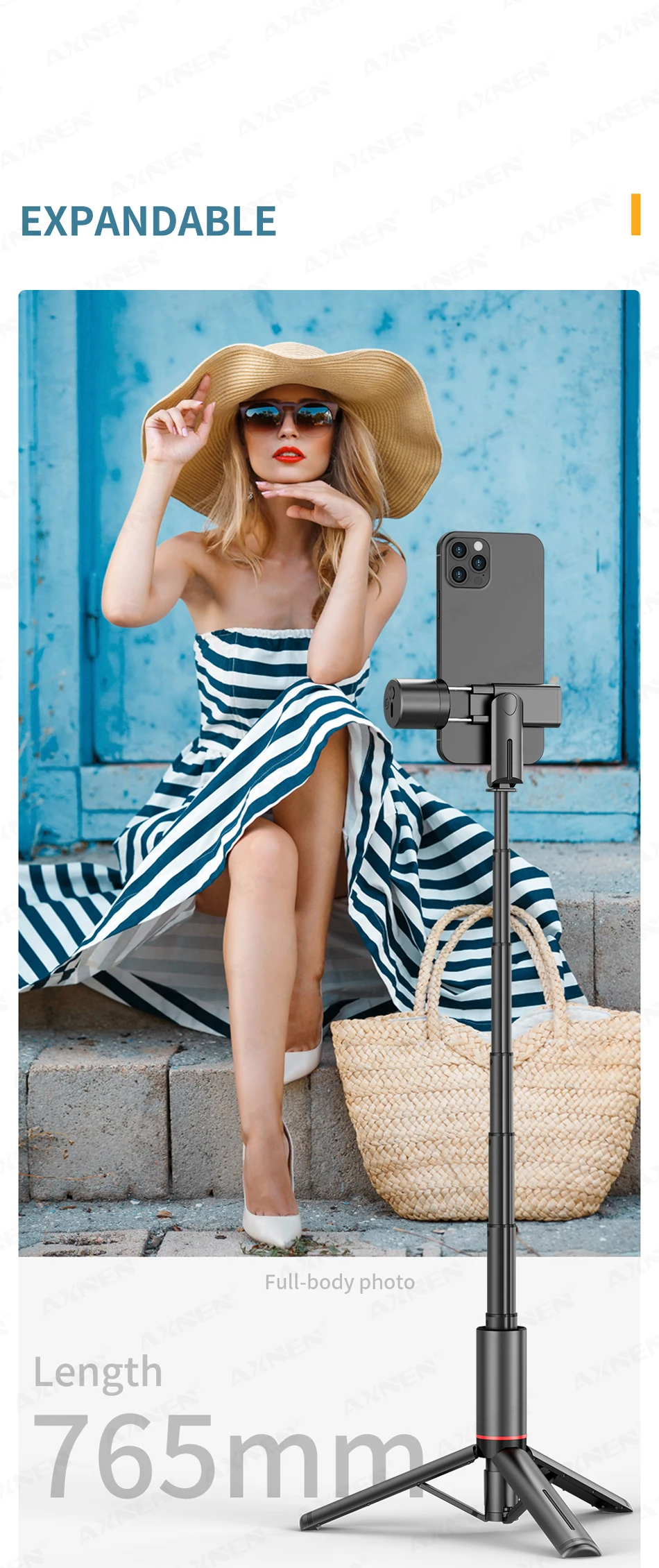 Description Picture 5 of itemQ12S Foldable Wireless Selfie Stick Bluetooth Monopod with Remote Shutter Fill Light Tripod for iPhone Android Huawei 2023 NEW