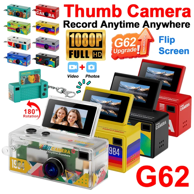 G62 Retro Mini Keychain Thumb Camera 1080P HD Recorder Built-in Flash Outdoor Sports Camera Video Shooting Children Camera 2026 1