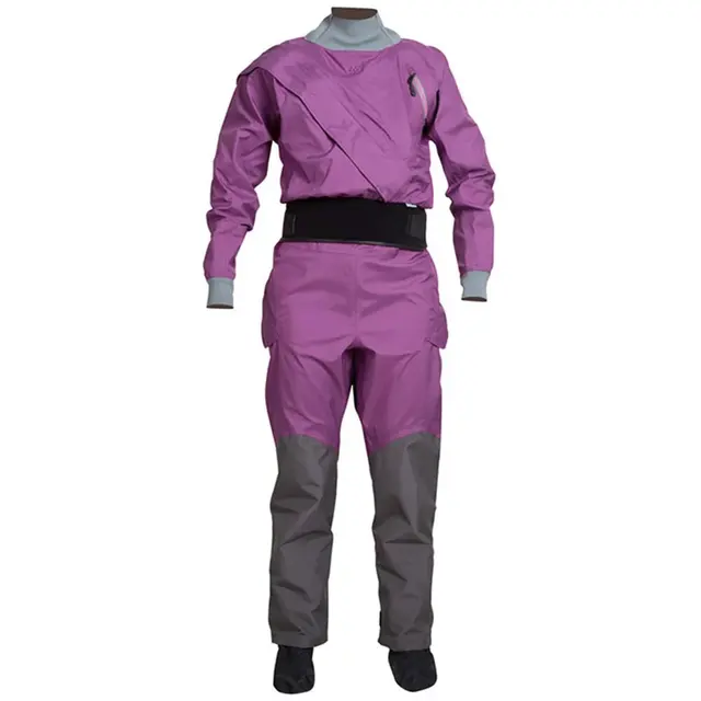 Women's classic purple kayak dry diving suit 160D Taslon waterproof white water sportswear surfing rafting diving jumpsuit, 1